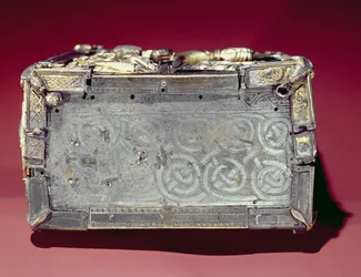 Panel lateral del relicario del libro Domnach Airgid, Clones, Condado de Monaghan, siglo VIII, remodelado c.1350